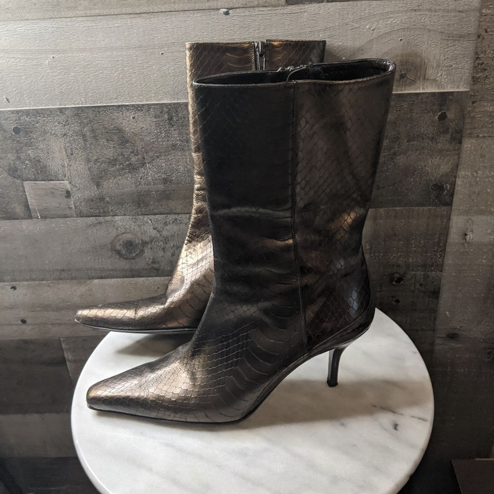 Cole Haan Metallic Snakeskin Boots 9B